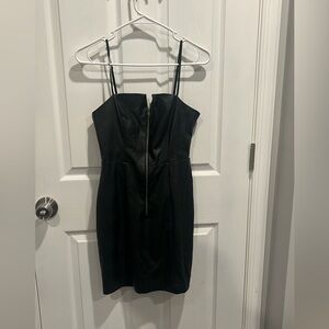 Vegan Leather Zip Up Mini Dress